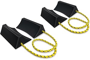 ROBLOCK Upgrade Wheel Chocks for Travel Trailers Camper RV Truck Car, Sturdy Heavy Duty Simple Easy to use,Tires Block Stopper Chock with Nylon Rope Yellow Reflective Tape(4pack)