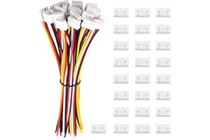 Lyeteung 25 Paires JST 2.54 XH 4 Pin Connecteur, Micro JST XH 4-Broches Connecteur Plug Mâle avec Câble de 150mm 22AWG et Femelle