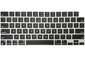 MiNGFi Protection Clavier Silicone Anglais QWERTY pour MacBook Pro/Max 14/16" M1-M4(A3112 A3401 A3185 A2485 A2780 A2991 A3403 A3186) Air 13,6/15,3" M2-M4(A3113 A3240 A2941 A3114 A3241) US/ANSI - Noir