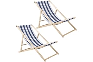 Joparri Tumbona plegable de 2 unidades, color azul y blanco, para camping, para interior y exterior, tumbona de jardín, tumbona plegable para playa