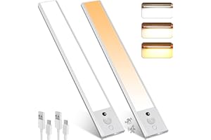 Electight 30CM Lampka Nocna LED z czujnikiem Ruchu, [2 sztuki] ładowalna Lampka Nocna z Przewodami USB, Auto/ON/Off, Przyklejanie w Dowolnym Miejscu, Takim jak Schody, Szafa, Toaleta