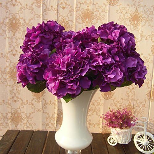 Mustbe Artificial Hydrangea Flower 5 Big Heads Bounquet (Diameter 7" each head) 10 Colors Avaliable