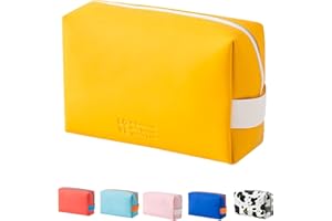 SOLI2 Neceser de Maquillaje para Mujer - Estuche de Viaje -Bolsa de Aseo - Organizador Pequeño para Almacenar Cosmeticos (Amarillo)