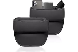 MainPi 2 Pcs Caja Almacenamiento para Asiento Coche,Organizador Lateral para Asiento Delantero Multifuncional de Cuero,Bolsa de Almacenamiento Asiento Gap Filler para Llaves,Carteras,Móviles (Negro)