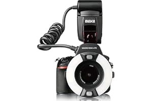 Meike MK-14EXT-N I-TTL Macro Ring Lite Flash con LED AF Assist Lámpara para Nikon Cámaras D5100 D3200 D3300 D5200 D90 D850 D3500