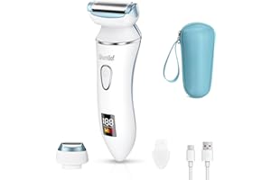 Ruycllo Afeitadora Eléctrica Mujer 2 en 1, Rasuradora Íntima Mujer y Recortadora Bikini IPX7 Impermeable con Pantalla LED, Afeitadora Mujer para Piernas, Axilas y Zona Íntima con Estuche