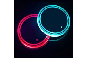 Flintronic 2 Unidades LED Posavasos Coche, Posavasos para Portavasos de Coche 7 Colores, Recargable por USB, Lámpara LED de Atmósfera Interior