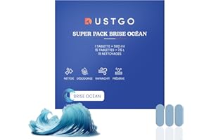 Détergent DUSTGO - Boîte de 15 Pastilles Brise-Océan | Détergent Shampouineuse pour Sièges Voiture, Tapis, Moquette, Tissus Véhicule | Formule Concentrée & Senteur Fraîche