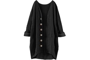 Uwdiohq Cardigans for Women Thin Linen Elegant Loose Casual Pullover Lightweight Women Autumn Long Sleeve Cardigan with Pockets Cardigan Casual Knitted Coat Outwear Open Front Ventilation