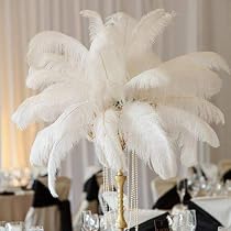 20 Plumes D'Autruche Blanches 20-25cm - Pour Déco, Mariage, Loisirs Créatifs