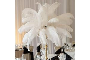 JAWSEU 10pcs Natural Plumas de Avestruz, Plumas de Avestruz para Manualidades, 18-20 pulgadas (45-50 cm), para Boda Mesa Decoración para el Hogar