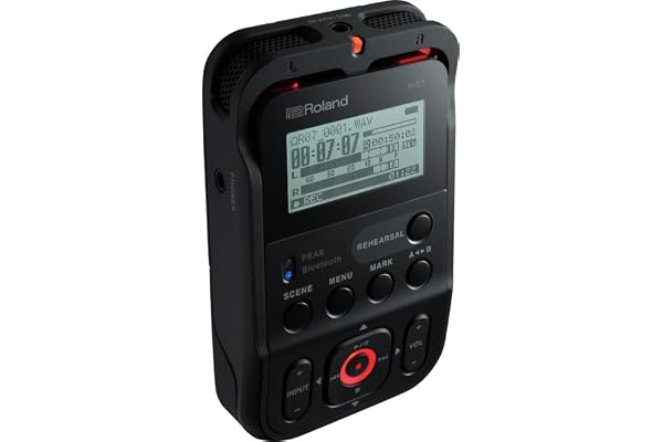 Enregistreur Audio Portable R-07 Roland, Un enregistreur stylé Ultra Portable et Haute résolution avec écoute et Commandes sans Fil, Couleur Noire
