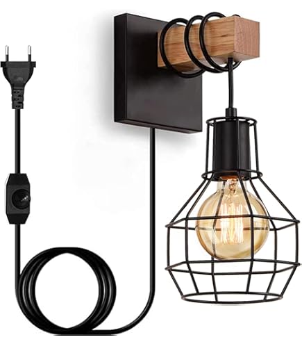 EGLO Wandlamp RAMPSIDE Wandlamp, zwart en bruin, woonkamerlamp, IP20