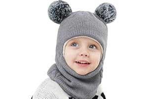 Balakaka 3 in 1 Cappello Bambino Sciarpa Inverno Berretto Scaldacollo Set Scaldacollo Set Invernale Unisex Cappello con Orecchie da Orso Bambini Cappello