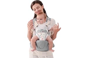 SONARIN Semplice Hipseat Marsupio,Marsupio Neonati con Sedile Multifunzionale Traspirante Portantina Ergonomico Porta Bambino Fascia Porta Bebè per Neonati Bambini 0-36 Mesi(Grigio)