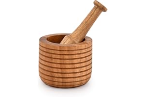 EDHAS Mortar & Pestles Set Acacia Wood Perfect for Grinder for Herbs, Garlic Spices Grinder Set Kitchen Gadgets (Mortar- 4" X 3", Pestle- 5.5")