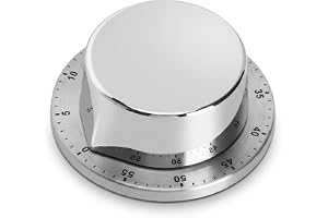 Mekanisk kökstimer, 304 rostfritt stål, magnetisk, 72 dB | Köksdimmer utan batterier med magnet och larm 3–5 s, för kylskåp