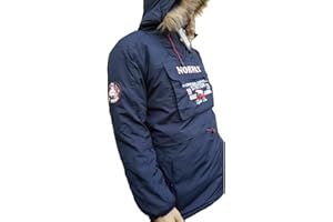 ALPHADVENTURE - Abrigo Niño Estilo Canguro Acolchado | Chaqueta Niño Tipo Parka con Capucha Noreg | Color Azul Navy, Burdeos, Amarillo, Negro y Blanco | Tallas de los 6 a los 16 años.