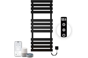 OIHPAW OhiPaw Scaldasalviette Termoarredo,1300x550mm WiFi Scaldasalviette Elettrico Compatibile con Alexa Google Home,526W Nero Destra Scaldasalviette riscaldatore,Funzione Timer,Termostato Intelligente