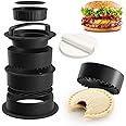 HASTHIP® 4 in 1 Stuffed Burger Press Sandwich Maker Sealer Burger Maker Ring Mold Press Multi Size Burger Patties Press Stackable Kitchen Burger Patty Shaper with 100 Pcs Non-Stick Patty Papers