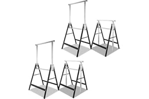 Vigevee 4x Gerüstbock Klappbock, Unterstellbock 7-fach höhenverstellbar 80-130 cm, Tragkraft 200 kg, Böcke Klappbar, Teleskop-Arbeitsbock, Schwarz Silber