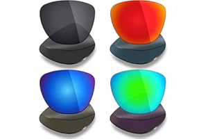 Mryok 4 pares de lentes polarizadas de repuesto para gafas de sol Oakley Frogskins – negro/rojo fuego/azul hielo/verde esmeralda