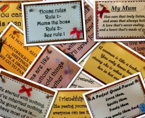 PERSONALISED BESPOKE WOODEN NOVELTY WALL SIGNS, DOOR PLAQUES, ANY TEXT or MOTTO IDEAL GIFT (sign)