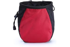 FUZVOL Sac à magnésie pour escalade avec ceinture réglable et cordon de serrage. Peut être suspendu à la taille pour l'escalade en plein air (rouge)