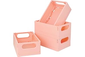 Sondeng 4 Pack Crates for Storage Plastic Baskets for Organizing,Collapsible Storage Basket Cute Bin for Preppy Room Decor Aesthetic,Office Desk Home Bedroom,Bathroom and Kitchen