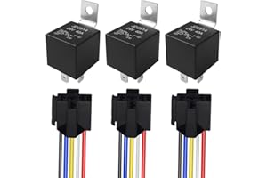 Aiqeer 3 Stück 5 Polig Auto Relais, 24V 40A SPDT KFZ Relais, mit Kabelbaum-Steckdose und Vorverkabelt (Schwarz)