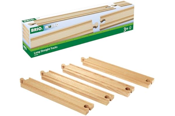 BRIO World - 33341 - Rails Droits Longs 216 mm - Accessoire pour circuit de train en bois - Jouet pour garçons et filles à partir de 3 ans