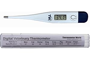 THERMOMETER WORLD Digital Vets Thermometer for Pet Owners of Dogs Cats Horses Animals with Veterinary Hobday's Spec Chart