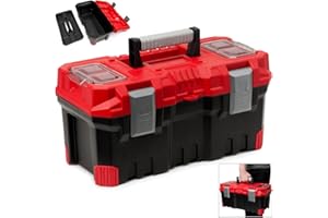 MARKENARTIKEL Coffre à outils Rouge/Noir 490x260x240mm Plastique Idéal pour Transport et Stock