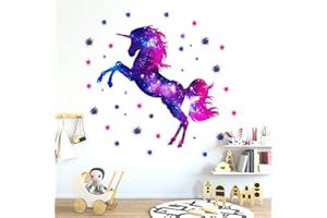 Martin Kench Kinderzimmer Wandtattoo, Einhorn Sternenhimmel Wandsticker Vinyl Tapete Wandaufkleber Dekoration für Mädchen Kinderzimmer Kindergarten