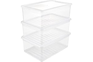 KEEEPER Ensemble de boîtes de rangement 3x11 L, plastique, naturel transparent, 39 x 26,5 x 14 cm