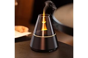 Gerbala Luftbefeuchter für Schlafzimmer - 120ml Flammeneffekt Diffusor, Aroma Diffuser mit 7 Farbe Licht, Cool Mist Humidifier für ätherische Öle, Leiser Betrieb, Ideal für Kinderzimmer & Büro