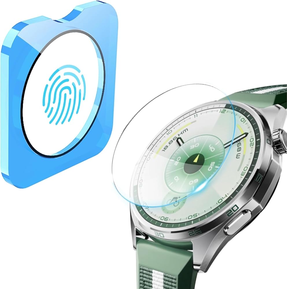 Rongep Huawei Watch GT6 46mm için Kolay Uygulama Aparatlı Ekran Koruyucu 9H Sertliğinde Çizilmeye Karşı Koruyan Dokunma Hassasiyetini ve Görüntü Kalitesini Etkilemeyen Huawei GT6 46mm Koruyucu Cam