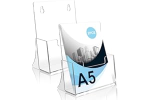Samamoca 2 Stück Acryl Flyerständer A5,A5 Clear Leaflet Holder,Tisch-Prospektständer,Flyer Aufsteller Prospekthalter,Din Prospektständer,Flyerständer Für Büros,Theke,Hotel,Shop,Restaurant