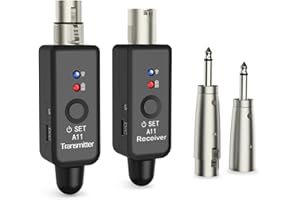 INGPARTNER A11 2,4GHz Drahtloses Mikrofon-System – Transmitter & Receiver mit 4 Kanälen, Plug-on XLR-Adapter, geeignet für dynamische/Kondensatormikrofone, Audiomixer (1TX + 1RX)
