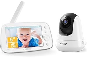 PARIS RHÔNE Babyphone mit Kamera 720P, Video Baby Monitor mit 5 Zoll großes Display, Audio-und visuelle Überwachung, 2-Wege-Gespräch, 4X Pan-Tilt-Zoom Kamera, Infrarot-Nachtsicht