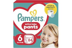 ‎PAMPERS Pampers Pants Pieluchomajtki Rozmiar 6 (14-19kg), 84 Sztuki, Pieluchy z Kieszonką Stop & Protect Zapobiegającą Przeciekaniu z Tyłu