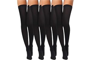 Boao 4 Paare Damen Seiden Kniestrümpfe Hohe Strümpfe Nylon Kniestrümpfe für Damen Halloween Cosplay Kostüm Party Zubehör