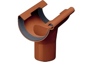 INEFA Conexión de desagüe semicircular, PVC 100/75mm marrón Conexión de enganche accesorios para canalones, fácilmontaje por enchufe,made in Germany