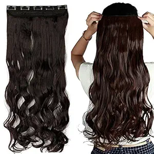 Prime Synthetic Hair Extensions For Women, Synthetic Hair Extensions For Girl And Women, Brown, Pack Of 1 (M2 Curly Extension)