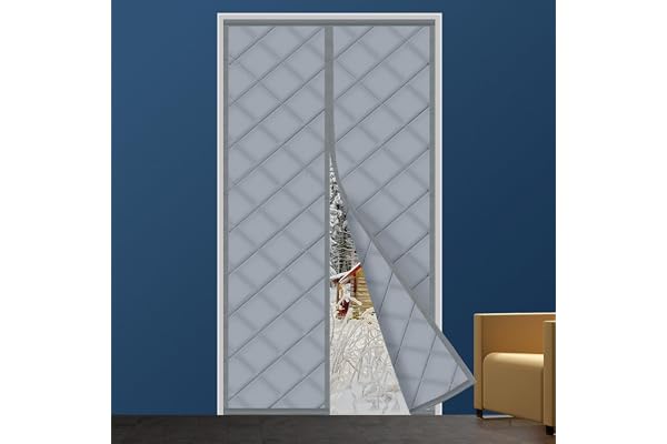 Isolant Thermique Isolation Porte Avec Magnétique, au froid et au bruit, adapté aux animaux domestiques, convient aux pièces climatisées, 160 x 185cm Gris