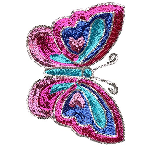 Gazechimp Schmetterling Form Pailletten Nähen Applikation Aufnäher Bügelbild Aufbügler Iron on Patches Applikation