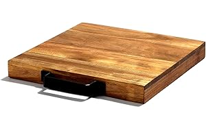 EVERBBKING Schiebe-Tablett aus natürlichem Akazienholz für Kaffeemaschine, Küchengeräte, Schieber, Geräteschieber, Rollstände