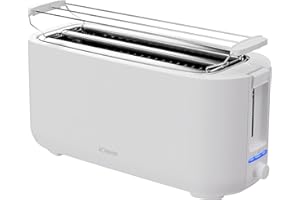 Bomann, Grille-Pain compact 2 tranches, Fonction Décongélation, Réchauffage, Arrêt rapide, Support pour petits pains, 1400W, TA6070CB, Blanc