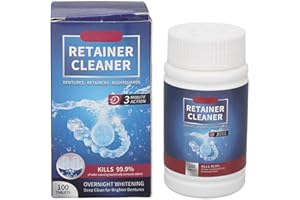 LIZEALUCKY 100 Pezzi Compresse Detergenti per Fermi, Compresse per la Pulizia di Dentiere, Detergente per Fermi per la Pulizia Orale con Eliminazione dello Sporco Lavando via il Cibo