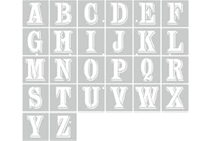 BESSY SHOP Pochoirs de lettres de l'alphabet,26 PCS Pochoirs de Lettres, modèles de polices de lettres supérieures réutilisables pour la peinture sur le mur, le bois, la maison, la décoration (4 Pouces)